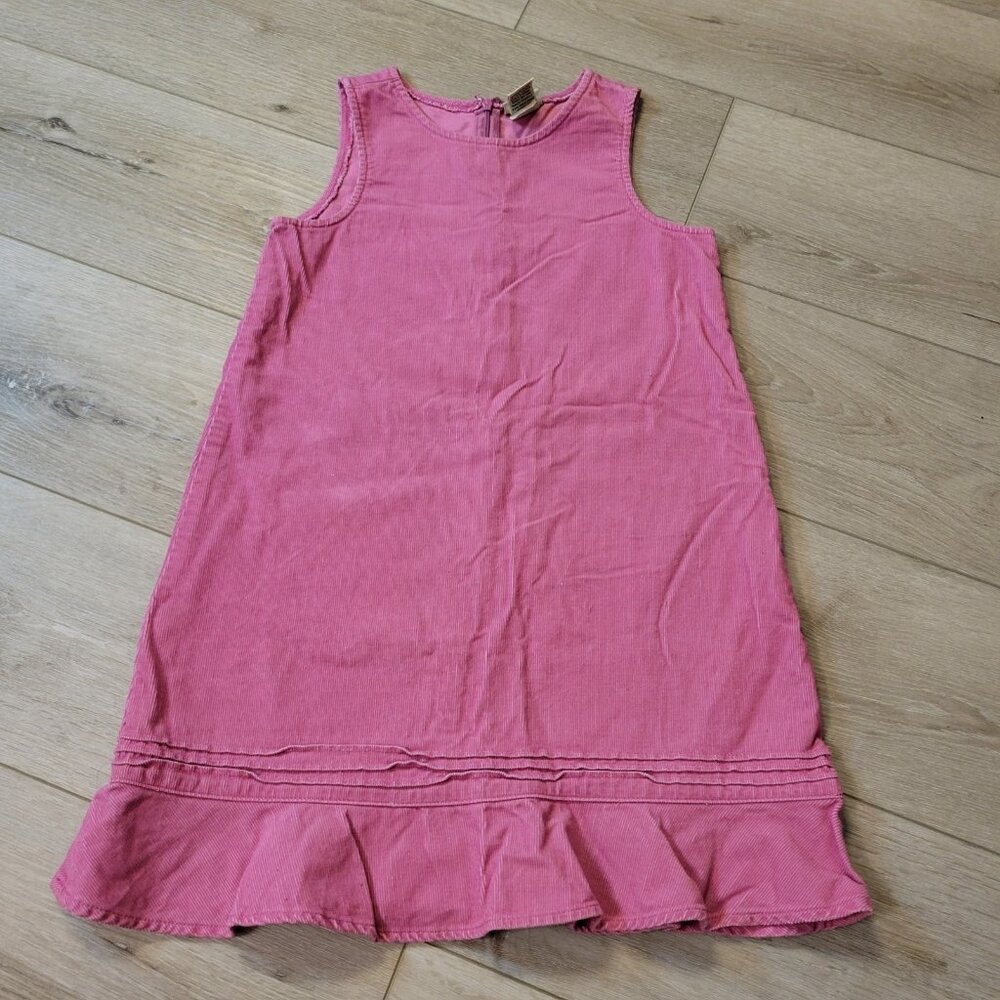 Land's End 6X/7 Girl Pink Corduroy Overall Jumper Dress